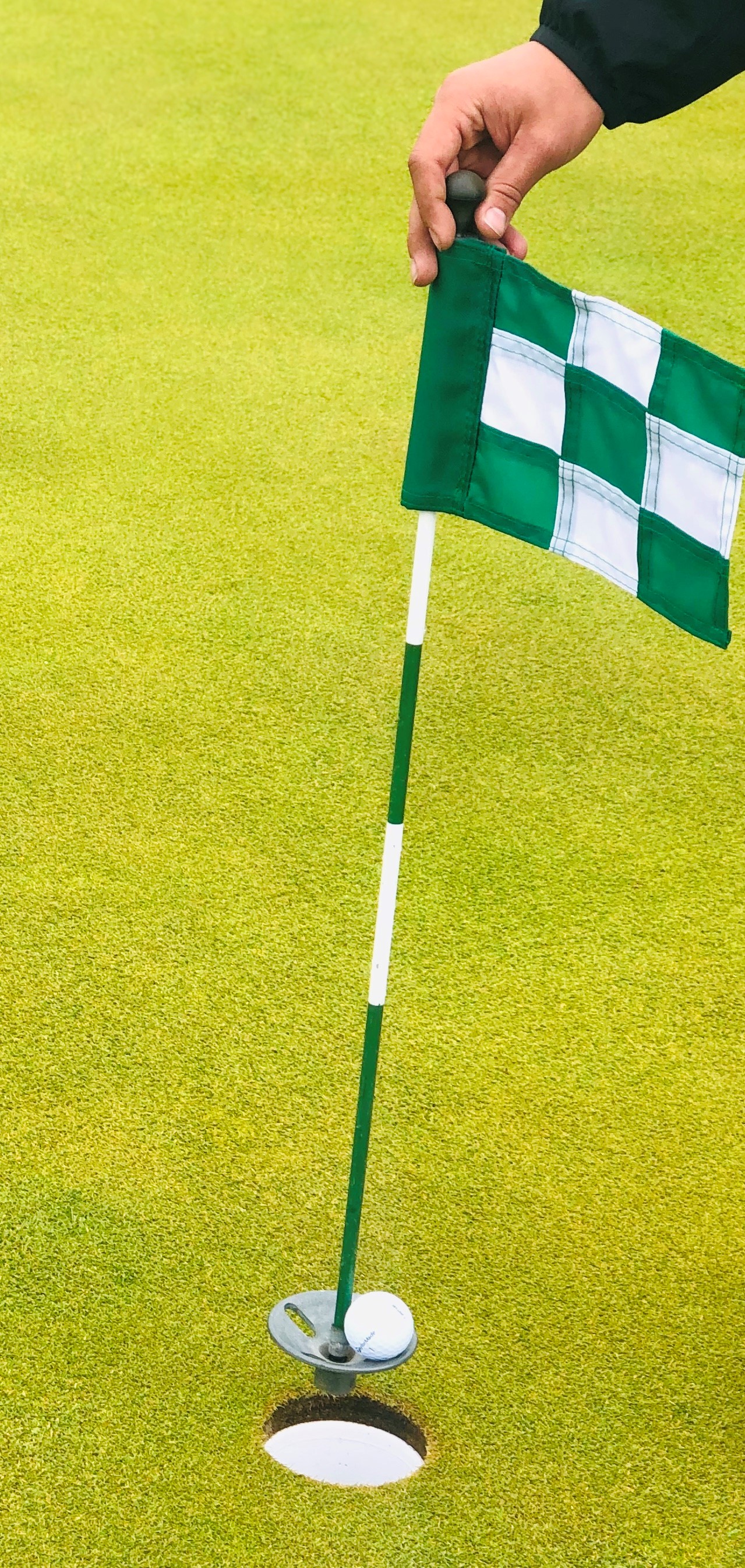 Putting green checkerboard flag