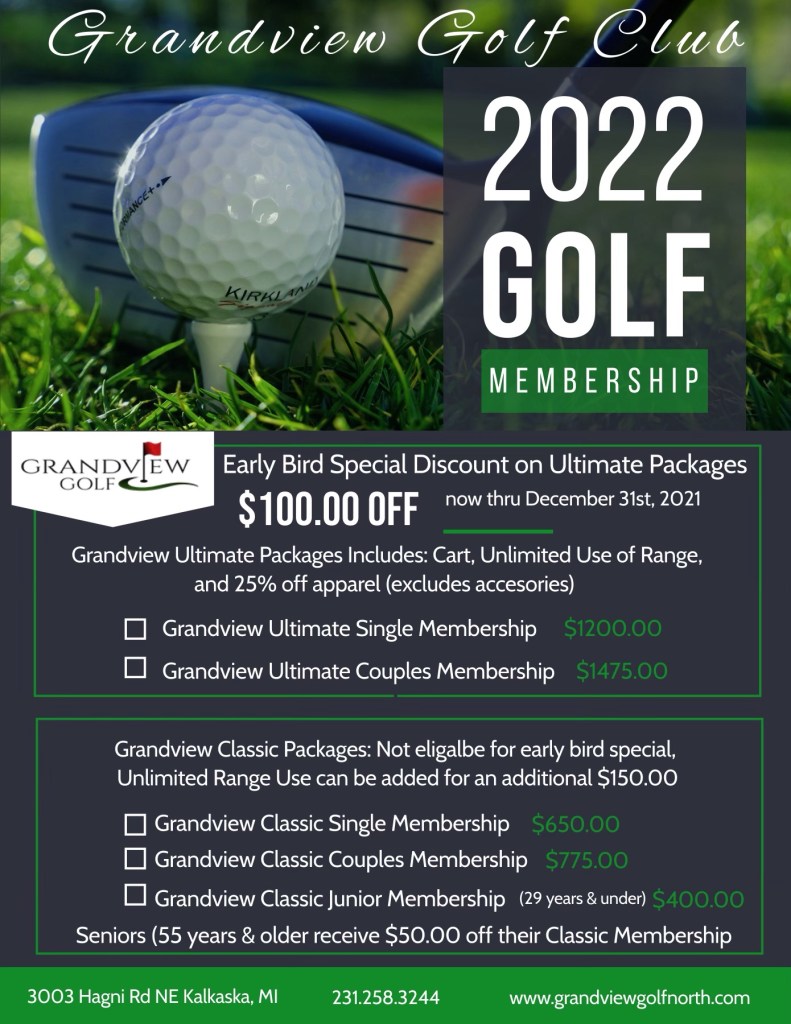 2022 Memberships Grandview Golf Club