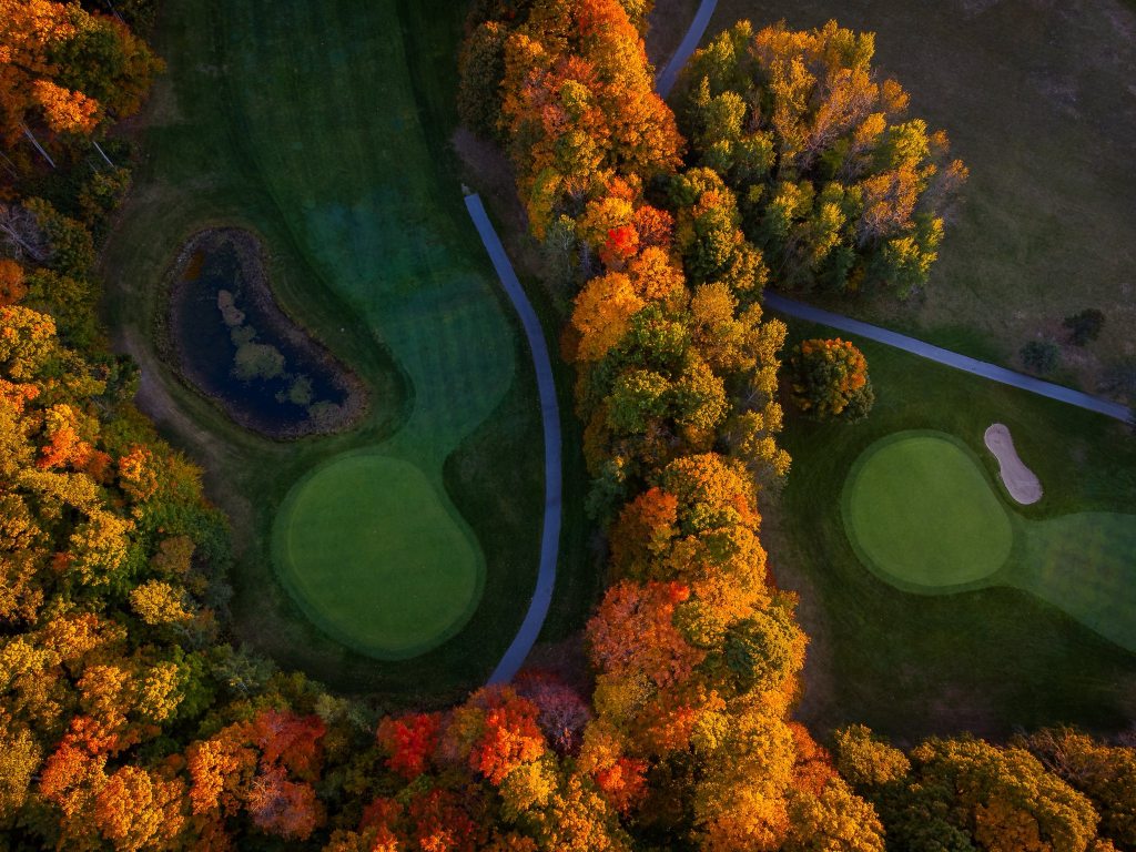 Bird's Eye view of holes on golf course